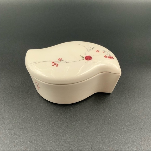 Signed Barbara Baatz USA Pottery Blossom Art Trinket Box Minimalist MCM - Picture 3 of 7